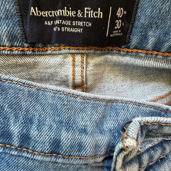Abercrombie & Fitch Vintage Stretch 90s Straight Jeans Mens 40x30 Blue - Picture 3 of 9